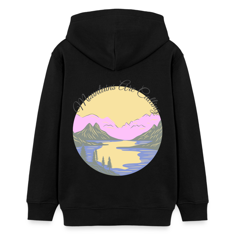 Teenager Bio-Hoodie - MOUNTAINS ARE CALLING - Schwarz