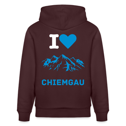 Unisex Herren Damen Bio-Hoodie - I LOVE CHIEMGAU - Maroon