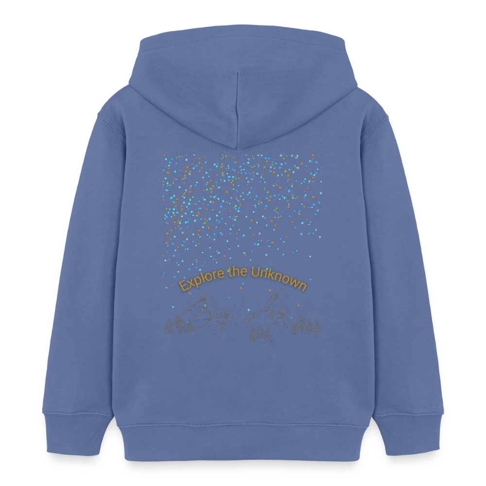 Kinder Bio-Hoodie - EXPLORE THE UNKNOWN - Blau