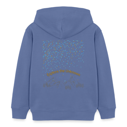 Kinder Bio-Hoodie - EXPLORE THE UNKNOWN - Blau