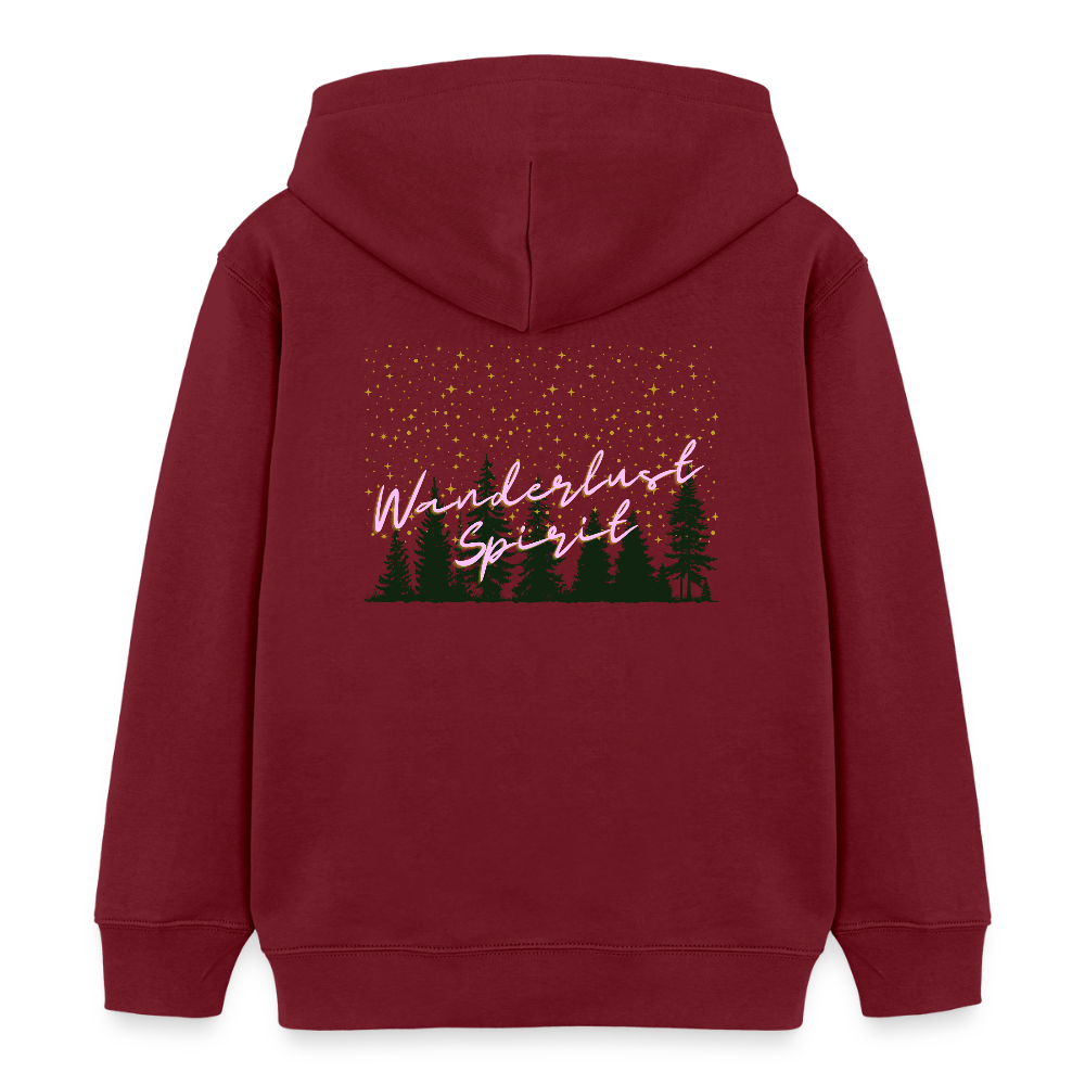 Kinder Bio-Hoodie - WANDERLUST SPIRIT - Burgunderrot