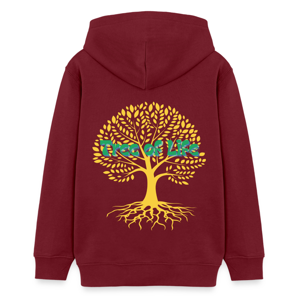 Teenager Bio-Hoodie - TREE OF LIFE - Burgunderrot