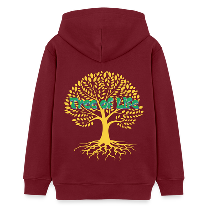 Teenager Bio-Hoodie - TREE OF LIFE - Burgunderrot