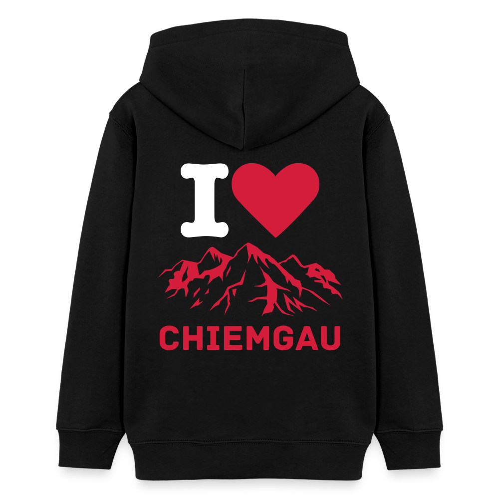 Teenager Bio-Hoodie -  I LOVE CHIEMGAU - Schwarz