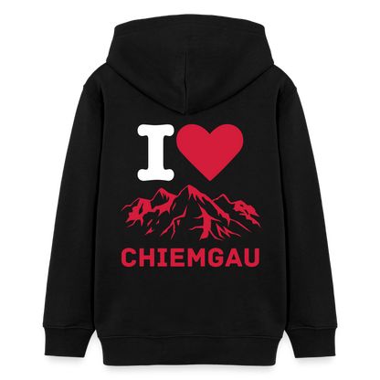 Teenager Bio-Hoodie -  I LOVE CHIEMGAU - Schwarz