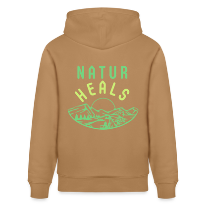 Unisex Herren Damen Bio-Hoodie - NATUR HEALS - Karamell 