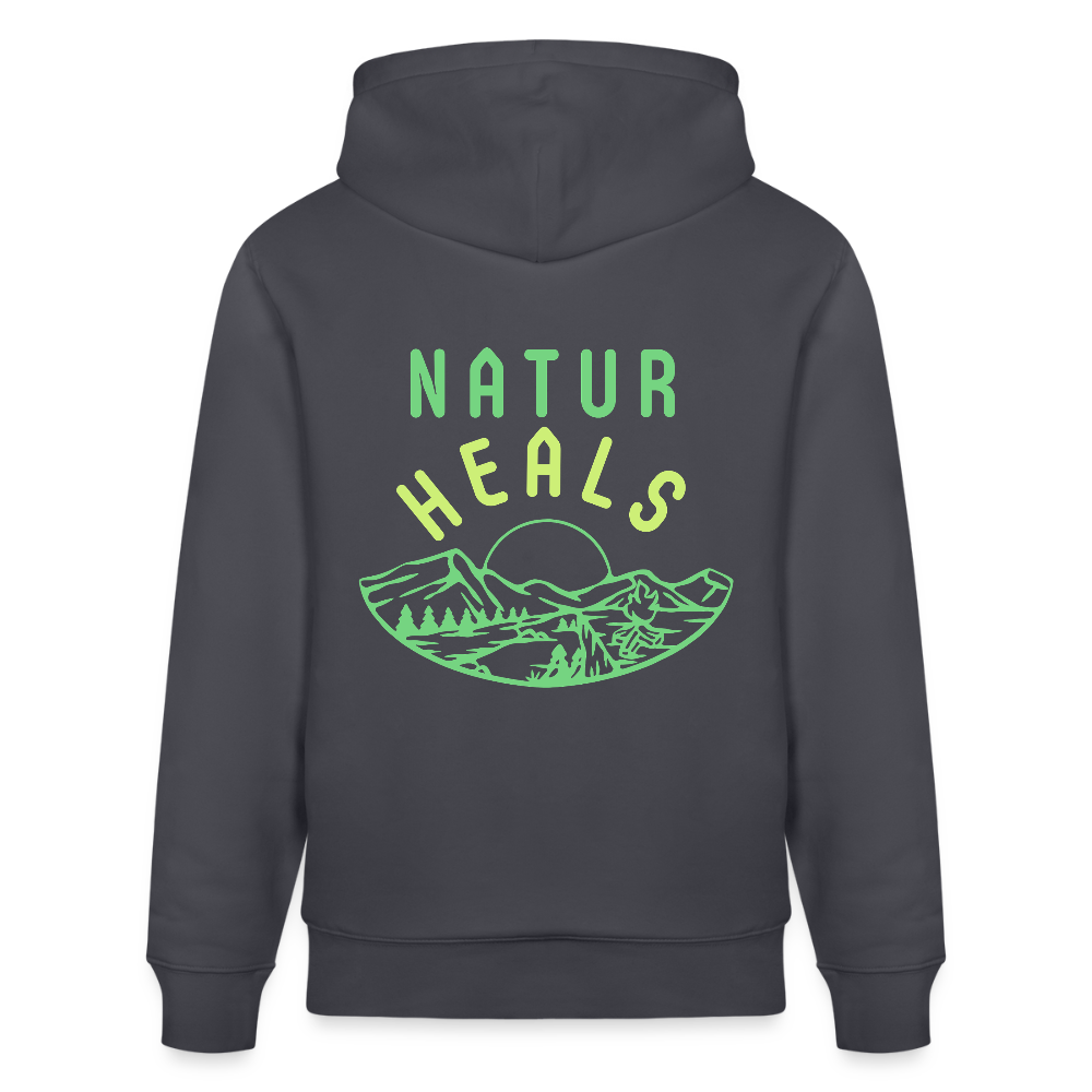 Unisex Herren Damen Bio-Hoodie - NATUR HEALS - Indigoblau