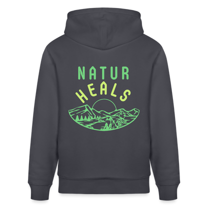 Unisex Herren Damen Bio-Hoodie - NATUR HEALS - Indigoblau