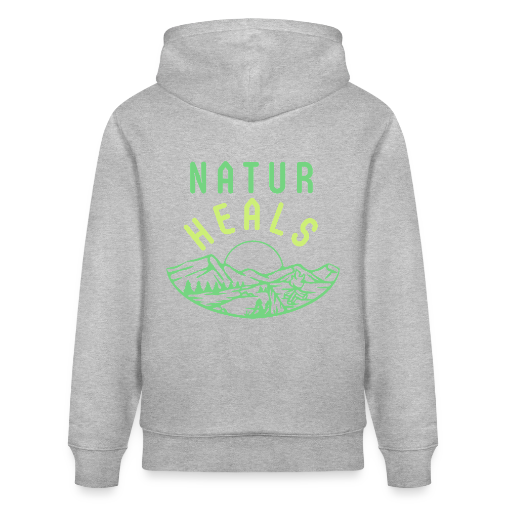 Unisex Herren Damen Bio-Hoodie - NATUR HEALS - Grau meliert