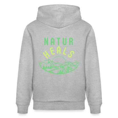 Unisex Herren Damen Bio-Hoodie - NATUR HEALS - Grau meliert