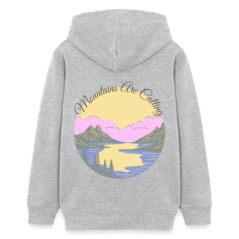 Teenager Bio-Hoodie - MOUNTAINS ARE CALLING - Grau meliert