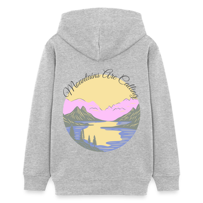 Teenager Bio-Hoodie - MOUNTAINS ARE CALLING - Grau meliert