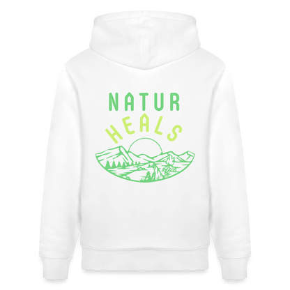 Unisex Herren Damen Bio-Hoodie - NATUR HEALS - Weiß