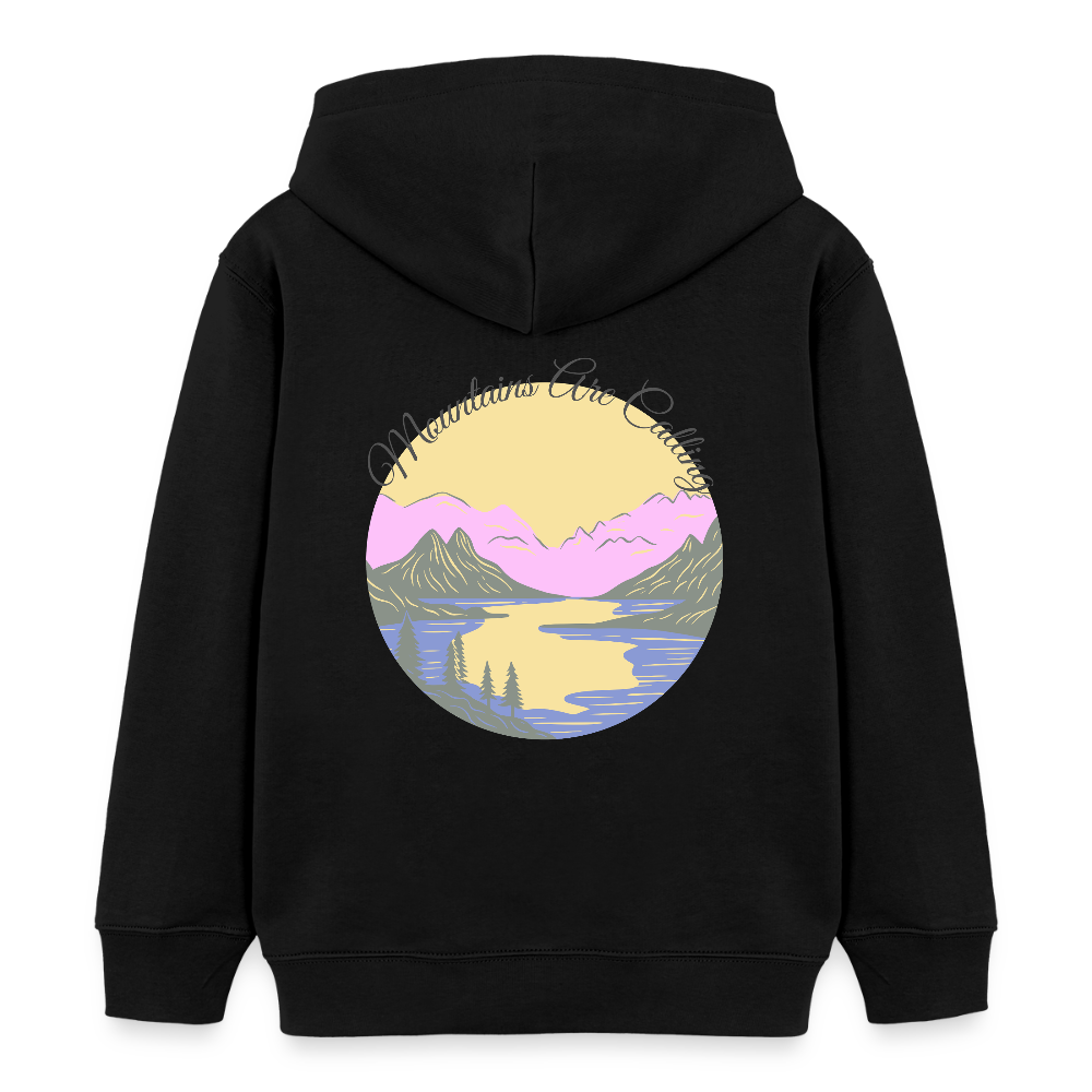 Kinder Bio-Hoodie - MOUNTAINS ARE CALLING - Schwarz