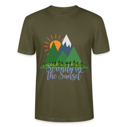 Unisex Herren Damen Bio T-Shirt - SERENITY IN THE SUNSET - Khaki