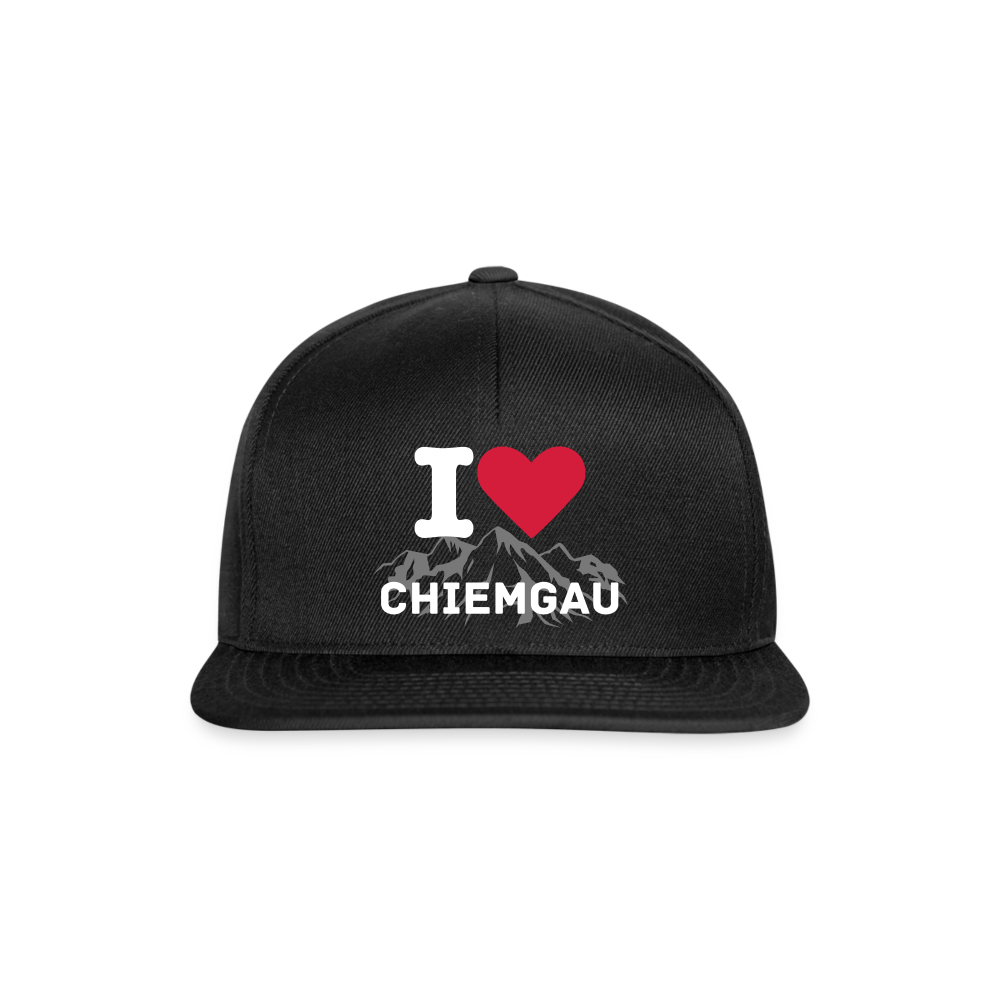 Snapback Cap - I LOVE CHIEMGAU - versch. Farben - Schwarz/Schwarz