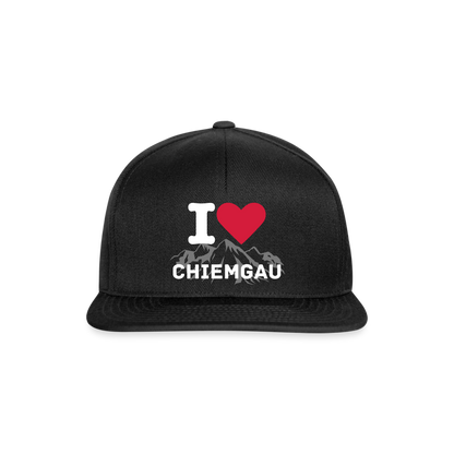 Snapback Cap - I LOVE CHIEMGAU - versch. Farben - Schwarz/Schwarz