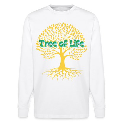 Unisex Herren Damen Bio-Langarmshirt - TREE OF LIFE - Weiß