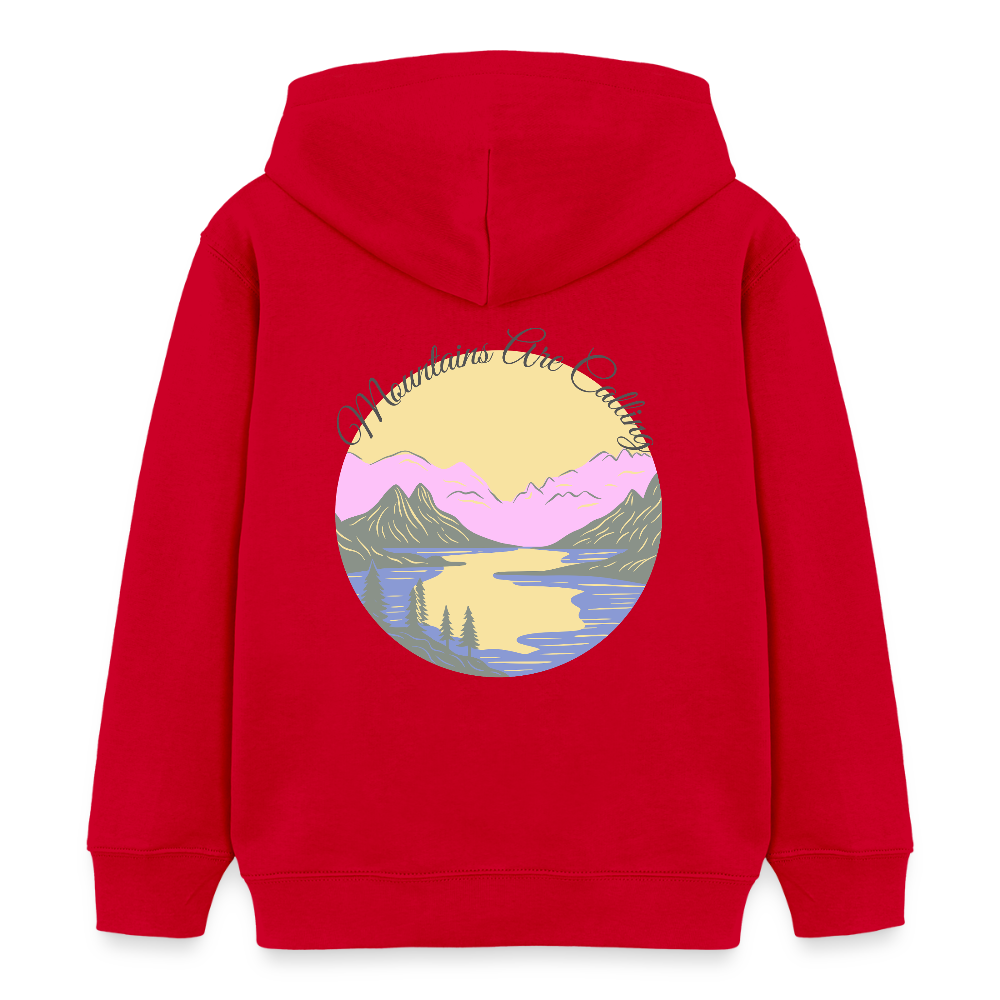 Kinder Bio-Hoodie - MOUNTAINS ARE CALLING - Rot