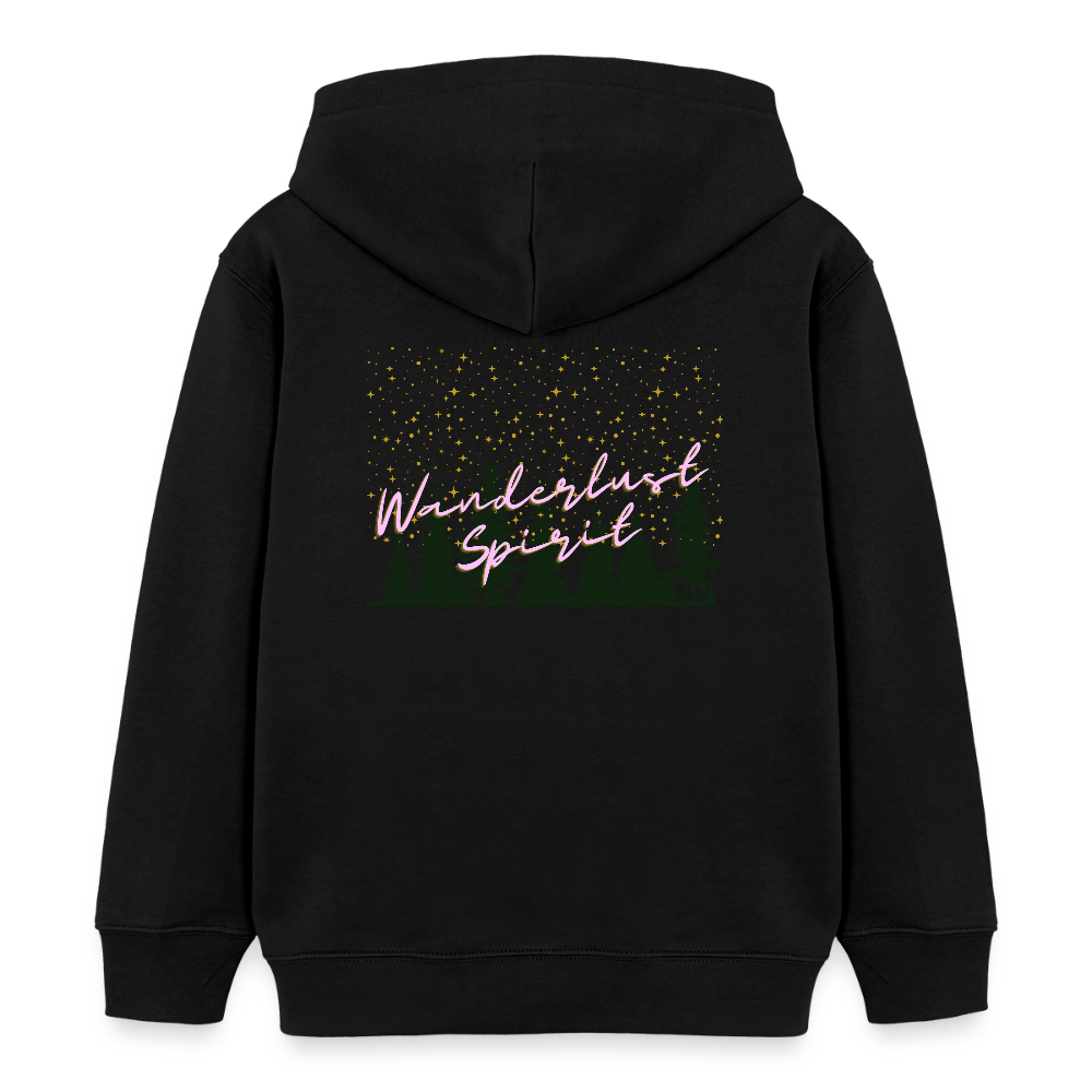 Kinder Bio-Hoodie - WANDERLUST SPIRIT - Schwarz