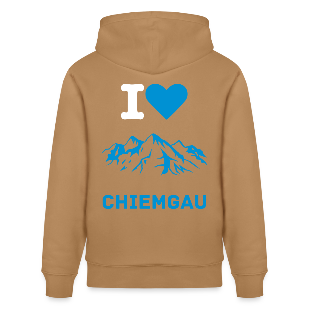 Unisex Herren Damen Bio-Hoodie - I LOVE CHIEMGAU - Karamell 