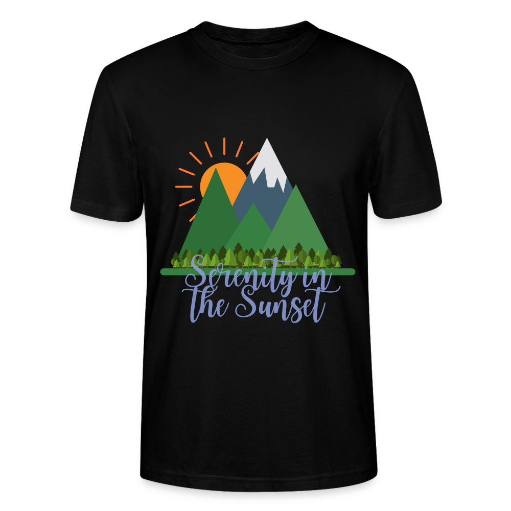 Unisex Herren Damen Bio T-Shirt - SERENITY IN THE SUNSET - Schwarz