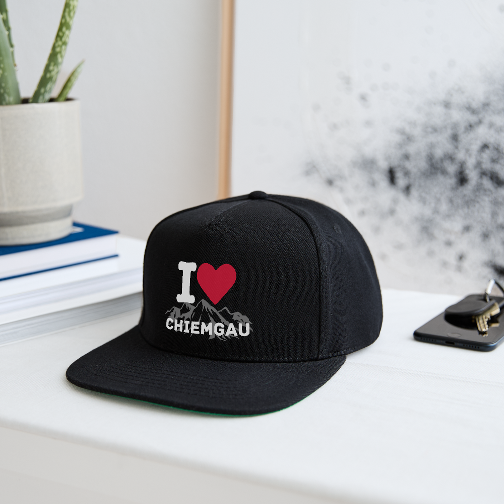 Snapback Cap - I LOVE CHIEMGAU - versch. Farben - Schwarz/Schwarz