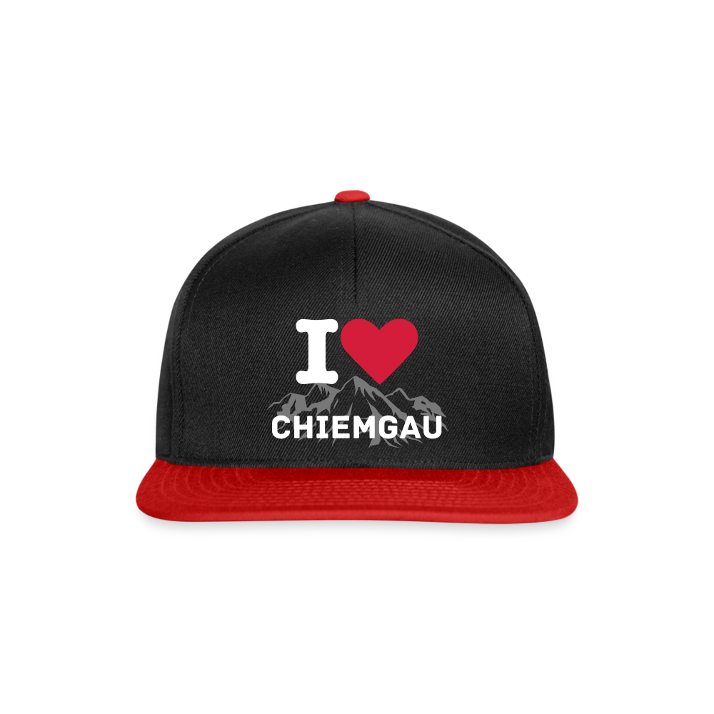 Snapback Cap - I LOVE CHIEMGAU - versch. Farben - Schwarz/Rot