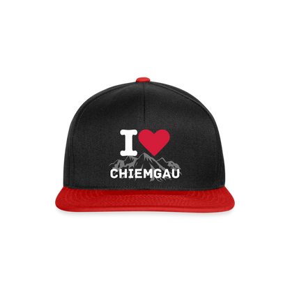 Snapback Cap - I LOVE CHIEMGAU - versch. Farben - Schwarz/Rot