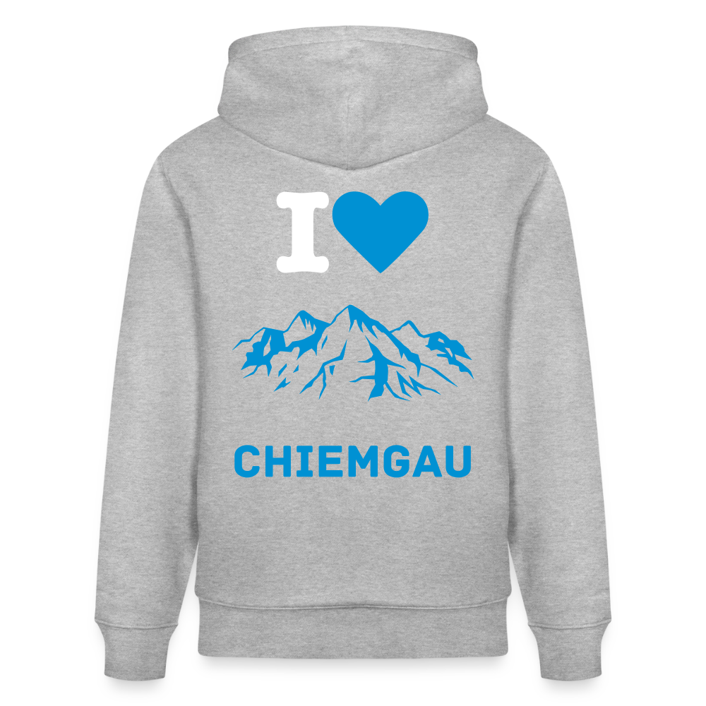 Unisex Herren Damen Bio-Hoodie - I LOVE CHIEMGAU - Grau meliert