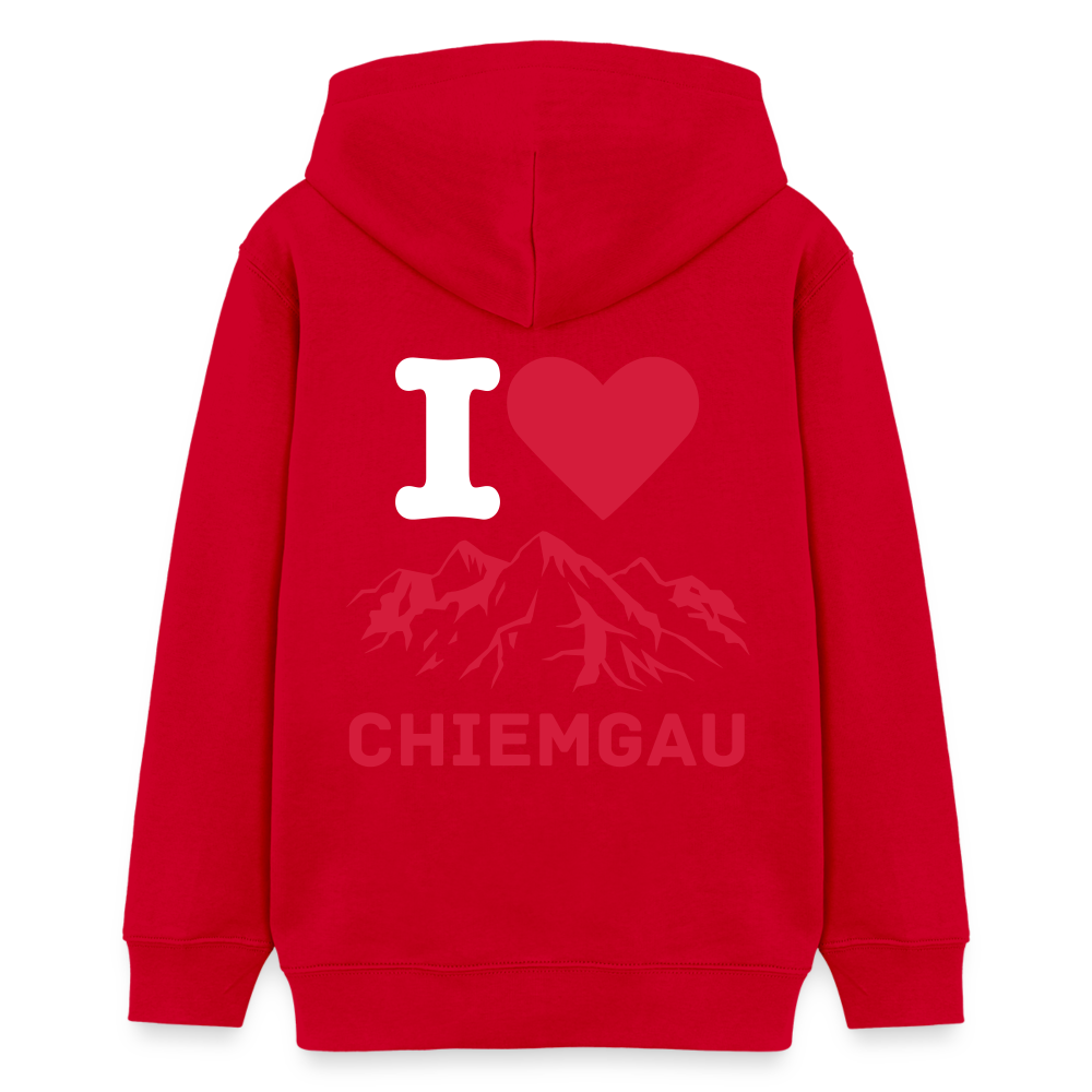 Teenager Bio-Hoodie -  I LOVE CHIEMGAU - Rot