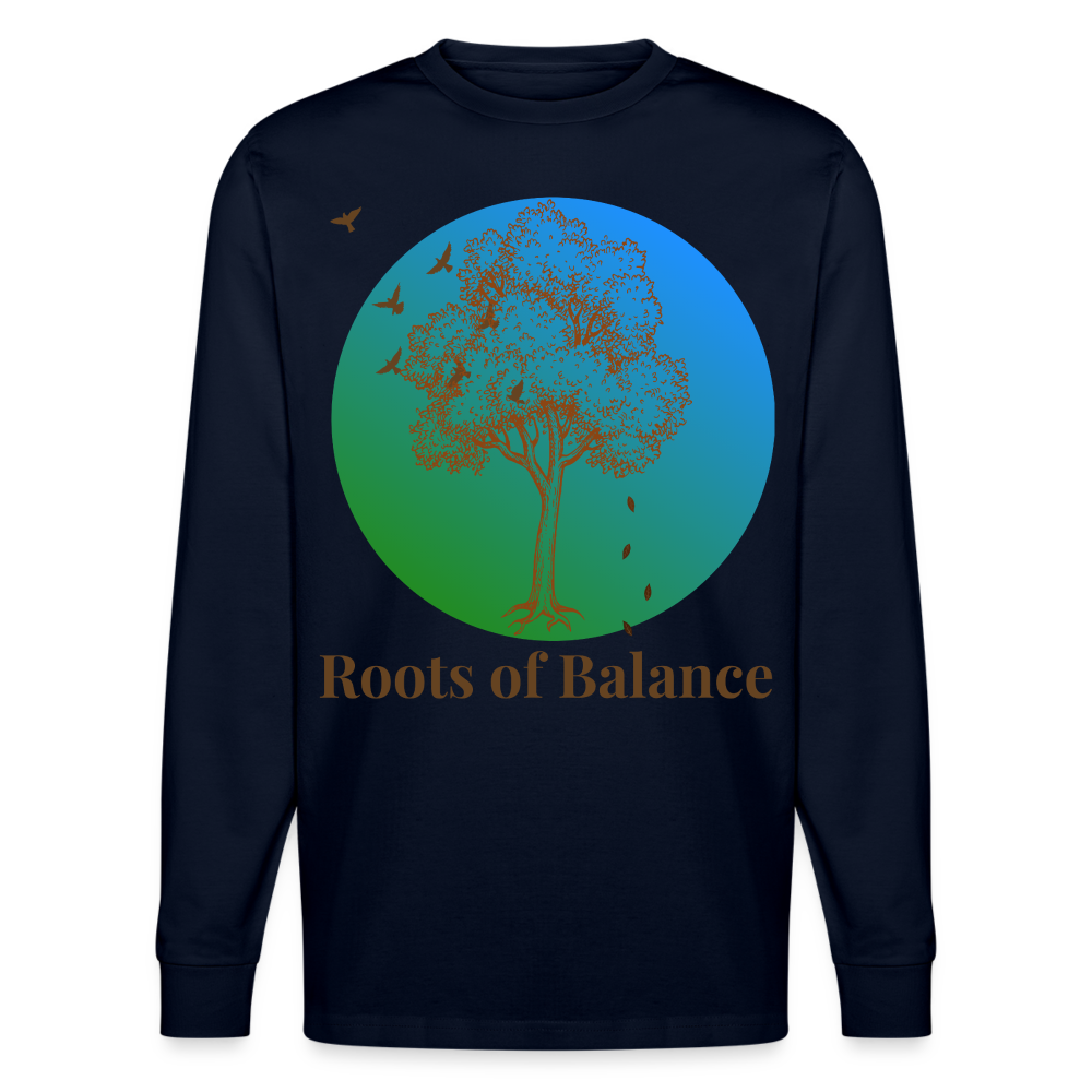 Unisex Herren Damen Bio-Langarmshirt - ROOTS OF BALANCE - Navy