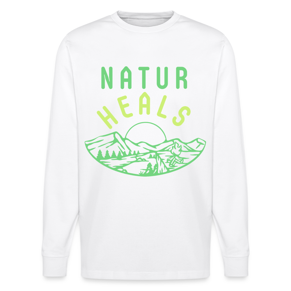 Unisex Herren Damen Bio-Langarmshirt - NATUR HEALS - Weiß