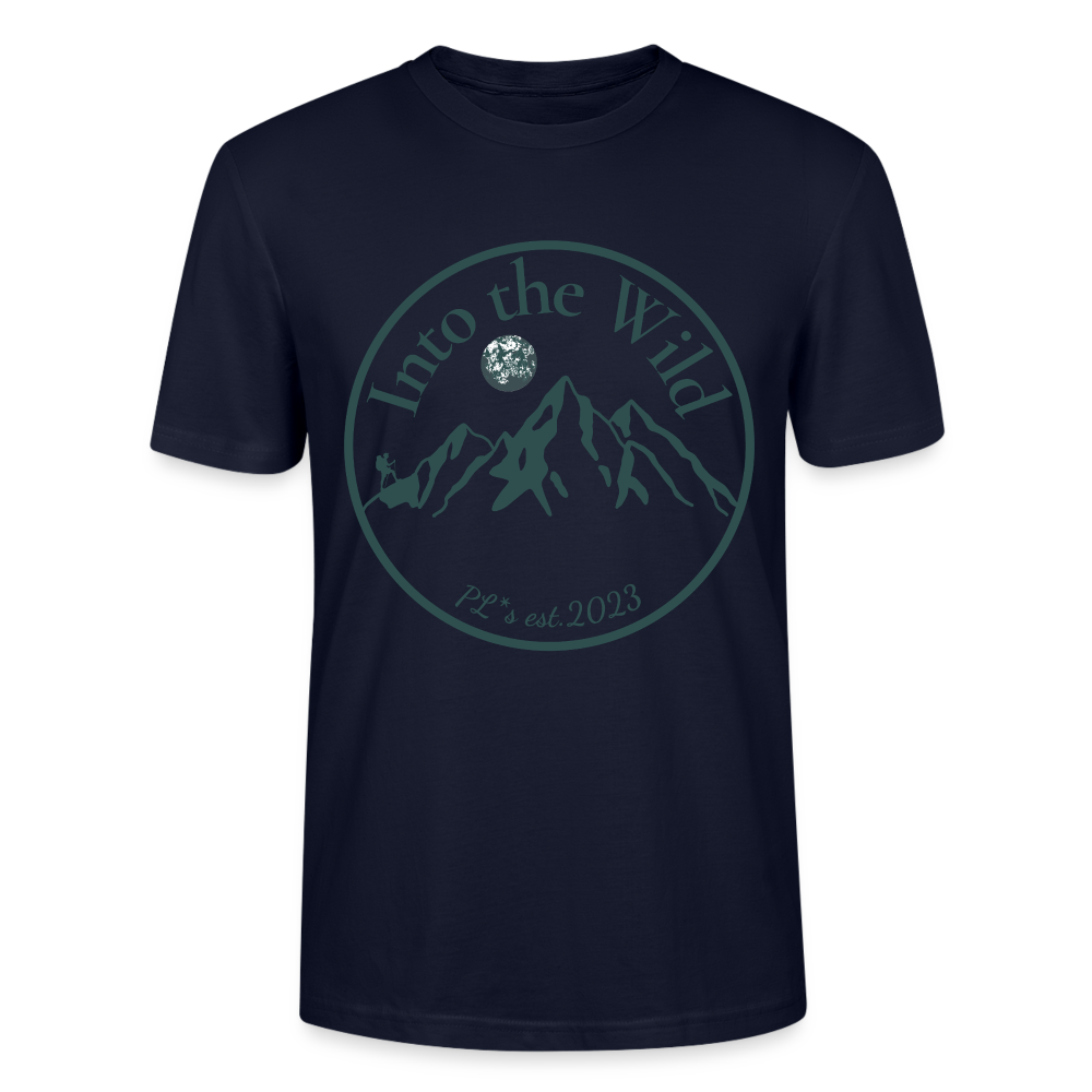 Unisex Herren Damen Bio T-Shirt - INTO THE WILD - Navy