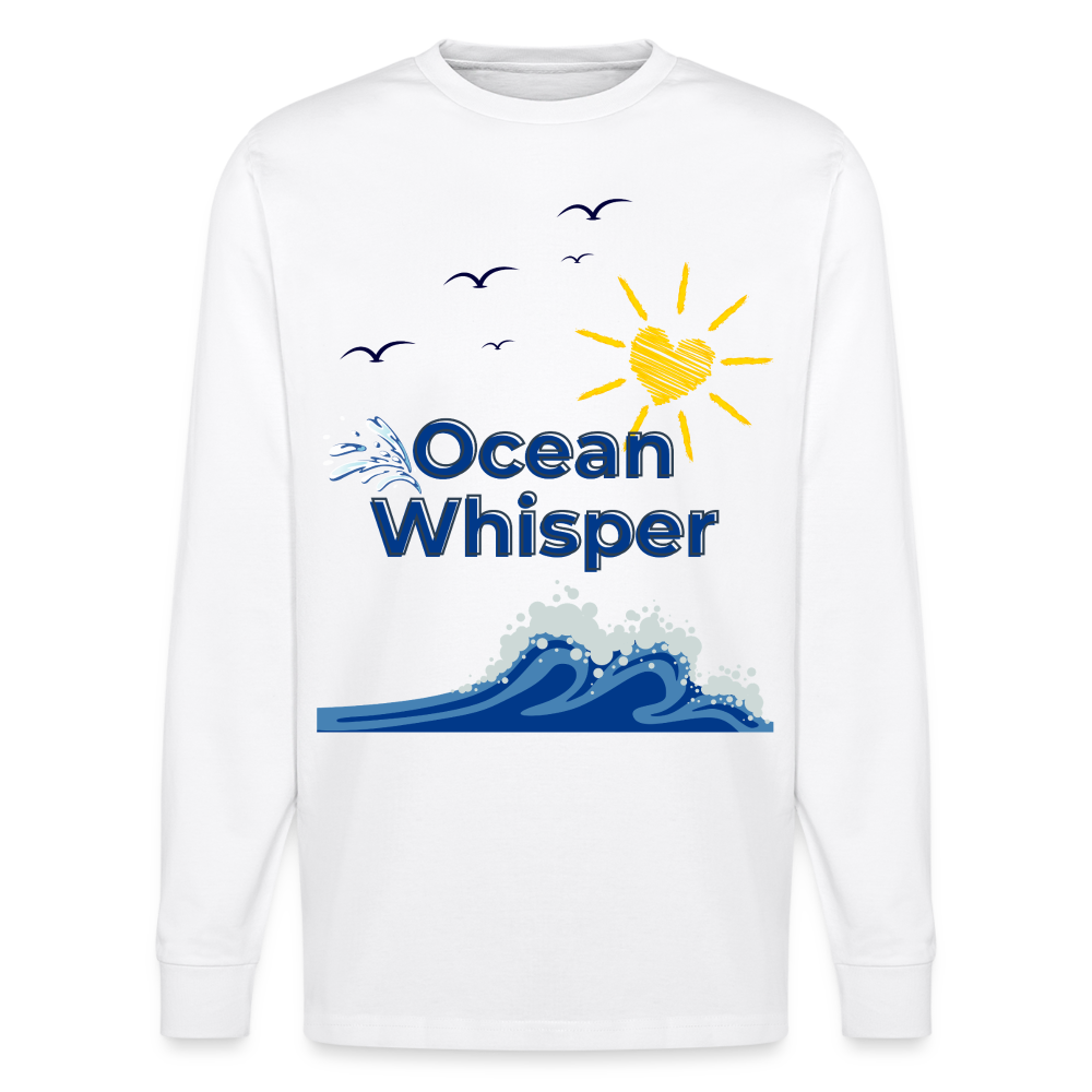 Unisex Herren Damen Bio-Langarmshirt - OCEAN WHISPER - Weiß