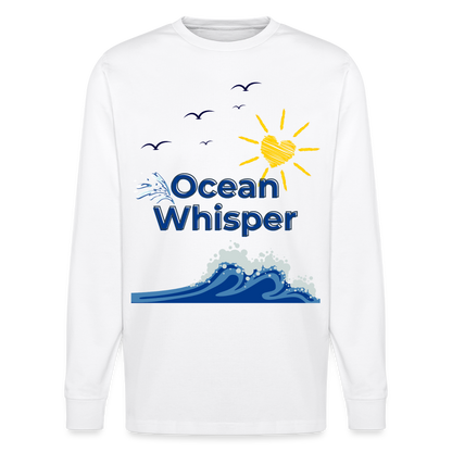 Unisex Herren Damen Bio-Langarmshirt - OCEAN WHISPER - Weiß