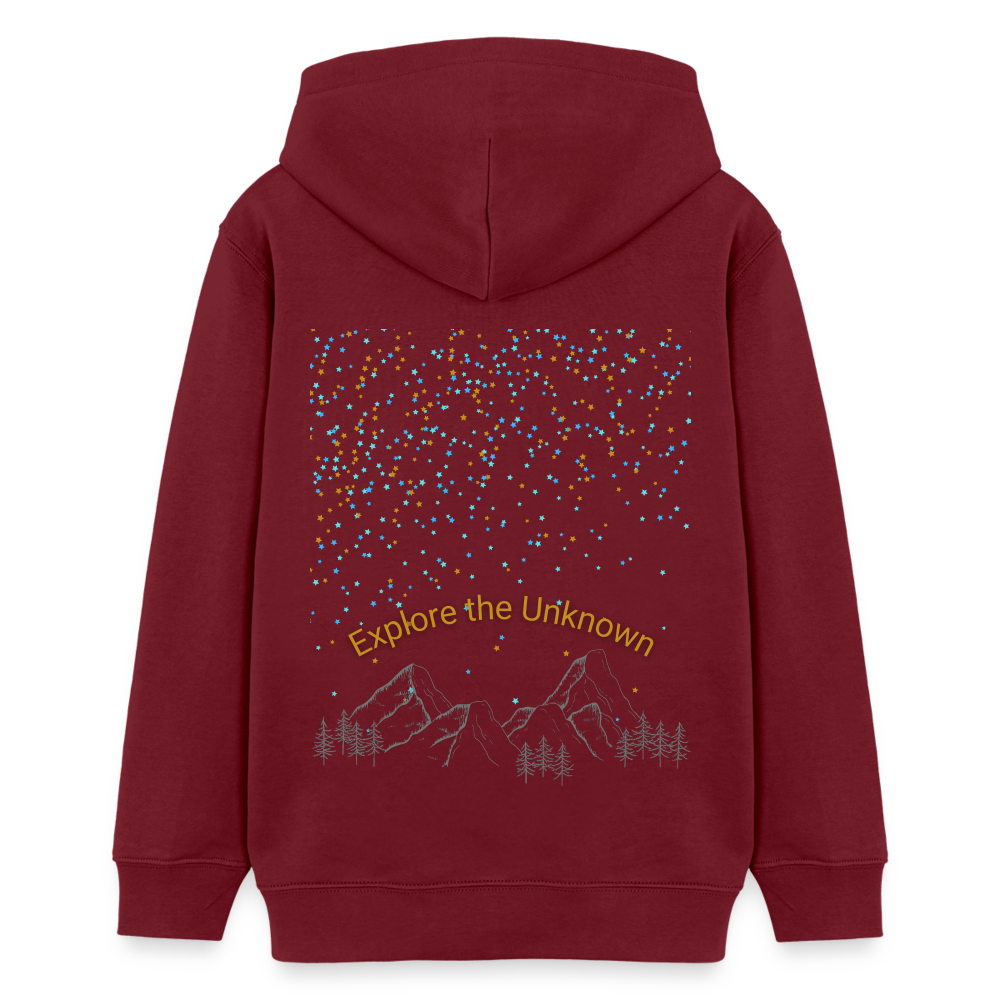 Teenager Bio-Hoodie - EXPLORE THE UNKNOWN - Burgunderrot