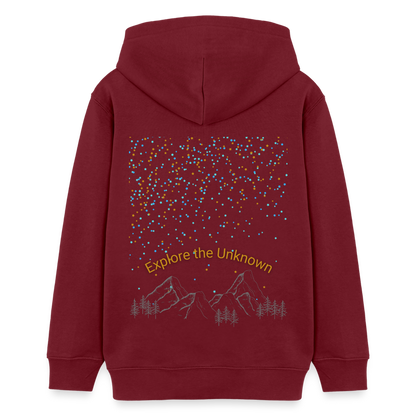 Teenager Bio-Hoodie - EXPLORE THE UNKNOWN - Burgunderrot