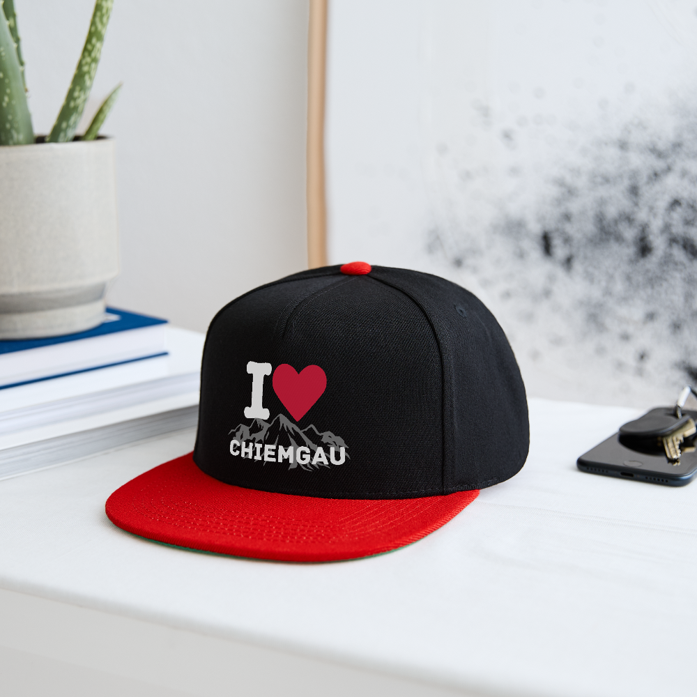 Snapback Cap - I LOVE CHIEMGAU - versch. Farben - Schwarz/Rot