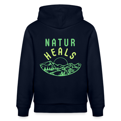 Unisex Herren Damen Bio-Hoodie - NATUR HEALS - Navy