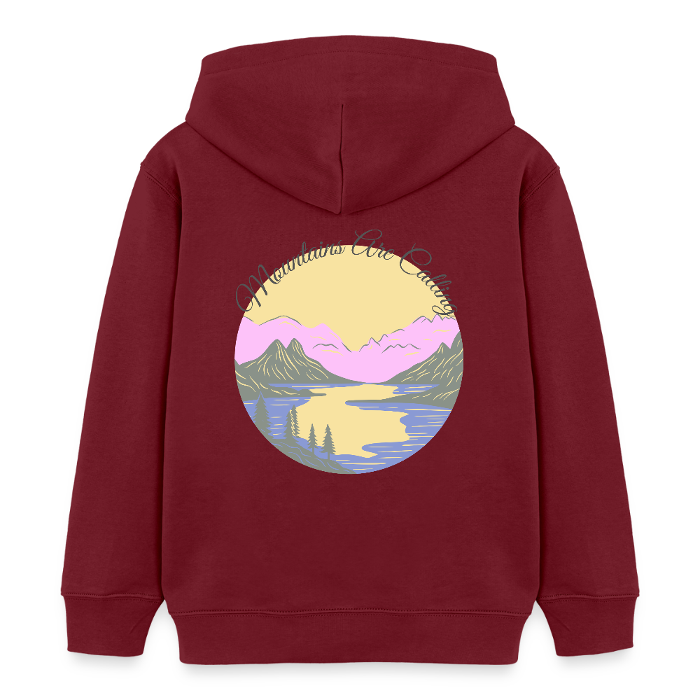 Kinder Bio-Hoodie - MOUNTAINS ARE CALLING - Burgunderrot