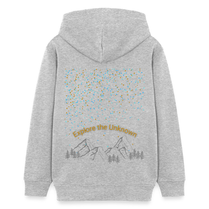 Teenager Bio-Hoodie - EXPLORE THE UNKNOWN - Grau meliert