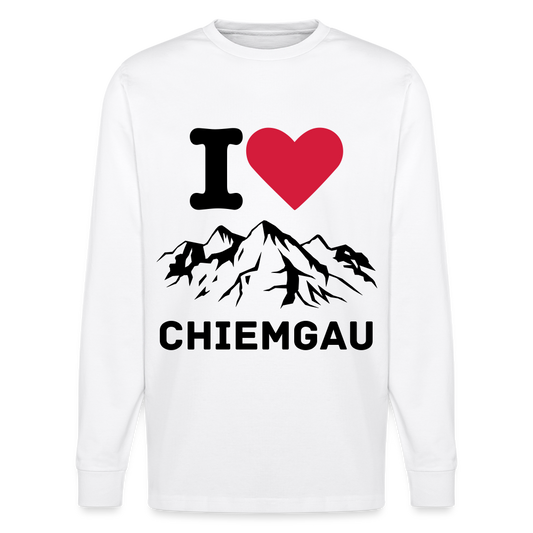 Unisex Herren Damen Bio-Langarmshirt - I LOVE CHIEMGAU - Weiß