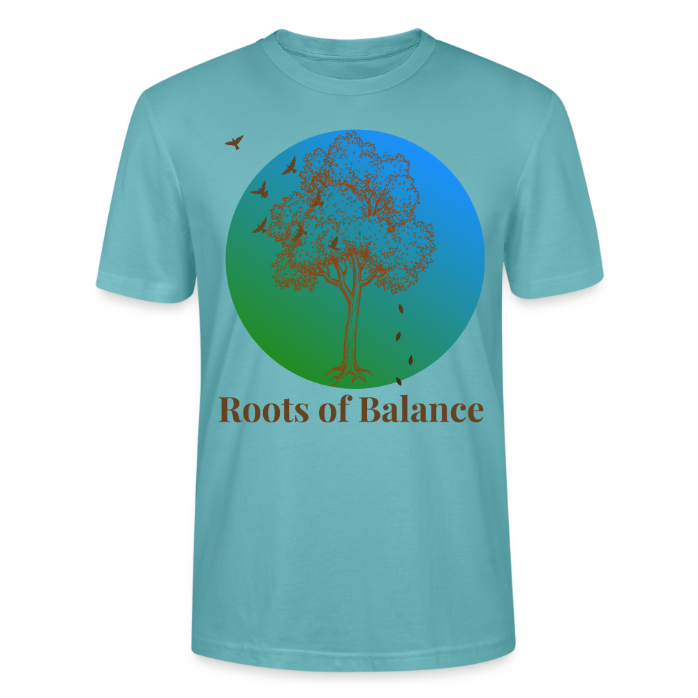 Unisex Herren Damen Bio T-Shirt - ROOTS OF BALANCE - Pastelltürkis