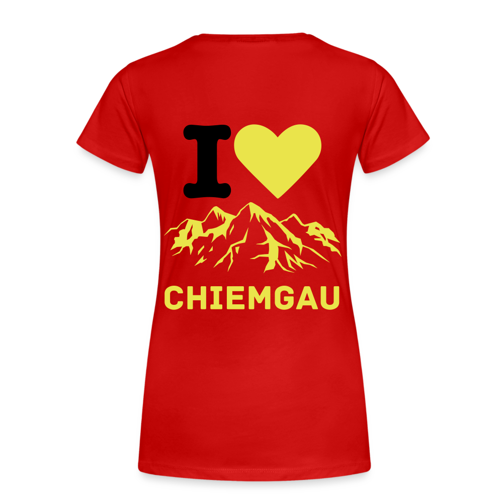 Frauen Premium Bio T-Shirt - I LOVE CHIEMGAU - Rot