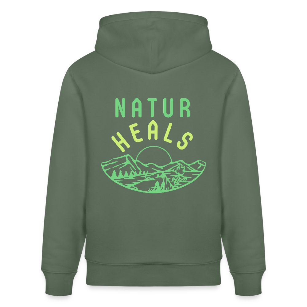 Unisex Herren Damen Bio-Hoodie - NATUR HEALS - Tanngrün