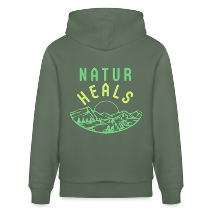 Unisex Herren Damen Bio-Hoodie - NATUR HEALS - Tanngrün