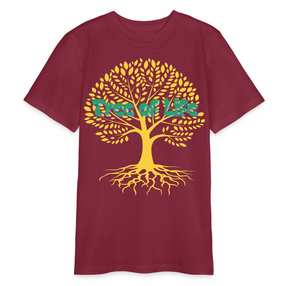 Bio Teenager T-Shirt - TREE OF LIFE - Burgunderrot