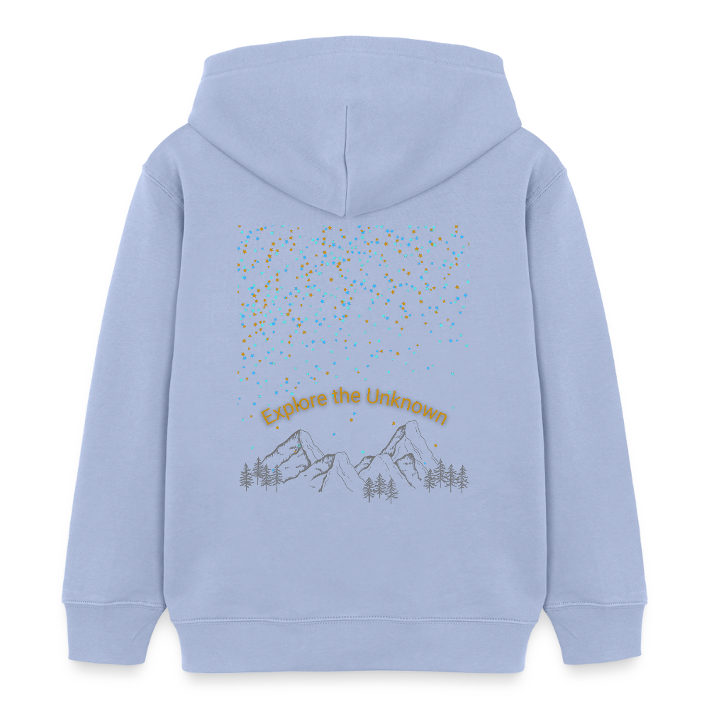 Kinder Bio-Hoodie - EXPLORE THE UNKNOWN - Sky