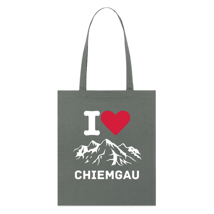 Bio-Einkaufsbeutel mit I Love Chiemgau Schriftzug, nachhaltig und langlebig